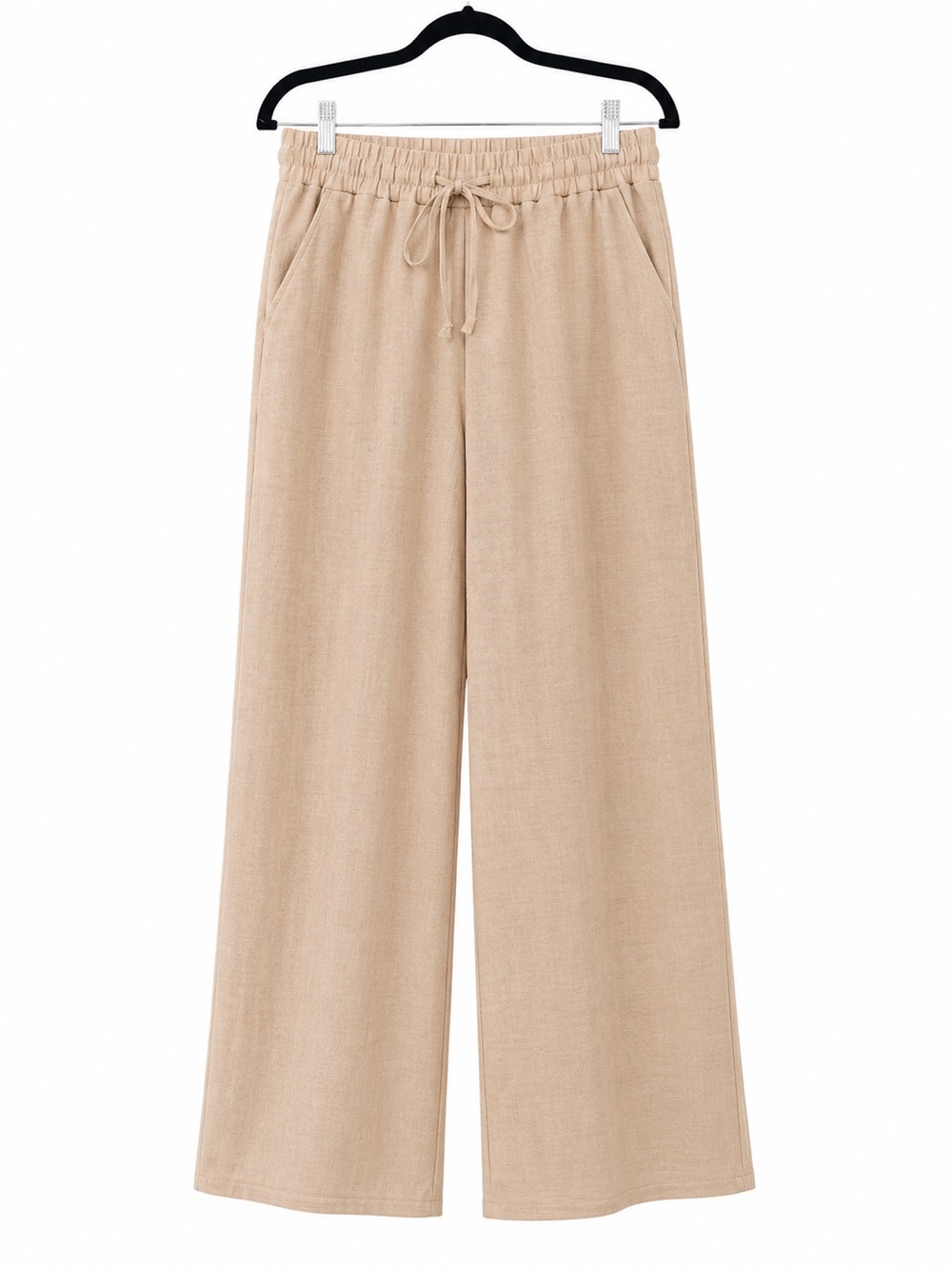 Zenana  Wide-Leg Drawstring Pants in Sand Beige